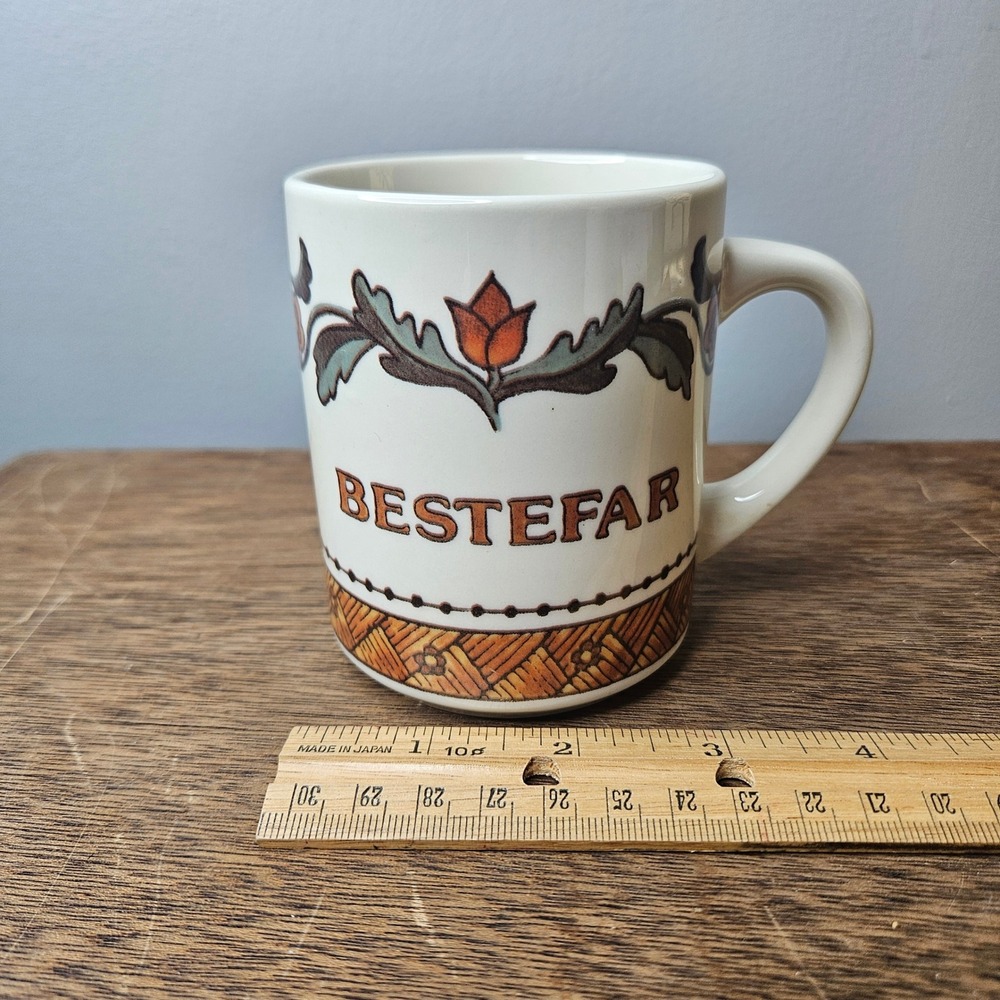 Bergquist Imports Bestefar Grandfather Mug Scandinavian Folk Art Ceramic Japan